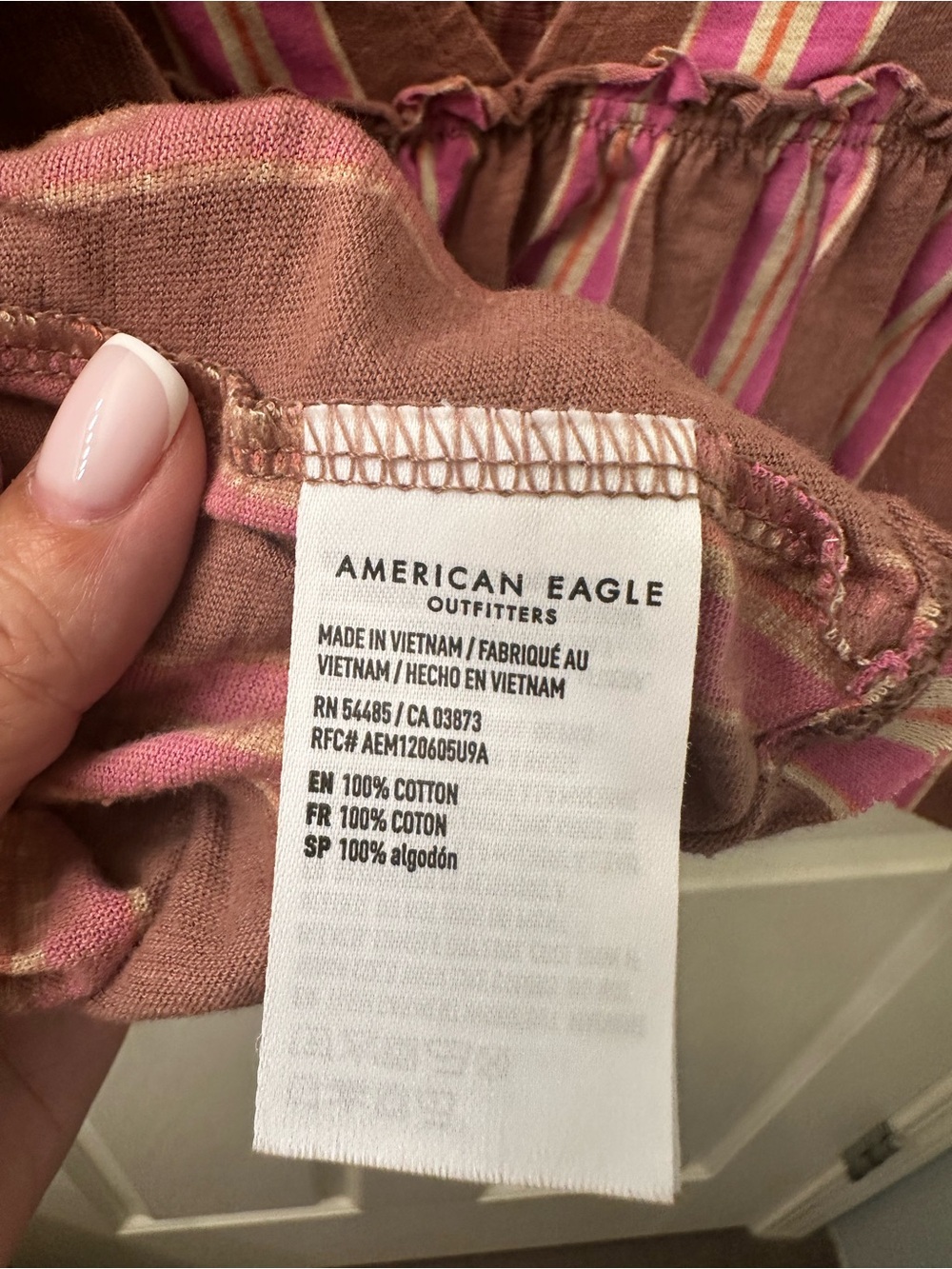 American Eagle Striped Pink and Brown Sleeveless Tank Top with Tie Back - Picture 4 of 4